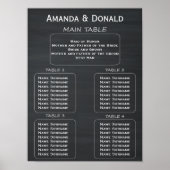 Rustic Chalkboard Wedding 32 Guest Seating Chart Poster (Voorkant)