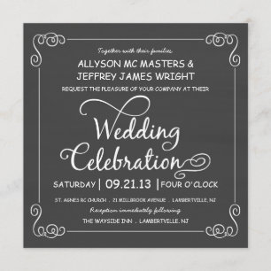 Rustic Chalkboard Wedding Celebration Invites Kaart