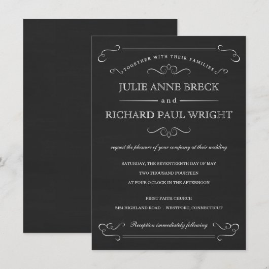  Rustic Chalkboard Wedding Invitations Kaart (Voorkant / Achterkant)
