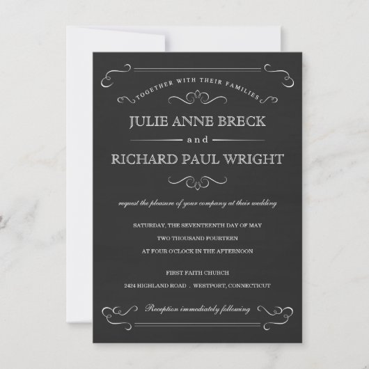  Rustic Chalkboard Wedding Invitations Kaart (Voorkant)