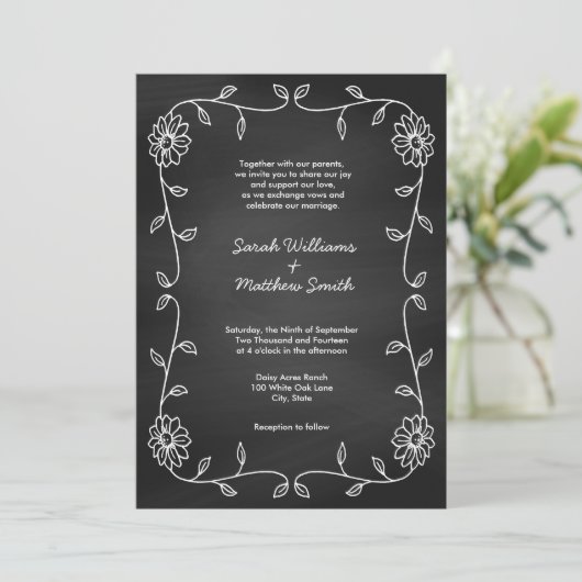Rustic Chalkboard Wedding Invitations Kaart (Staand voorkant)