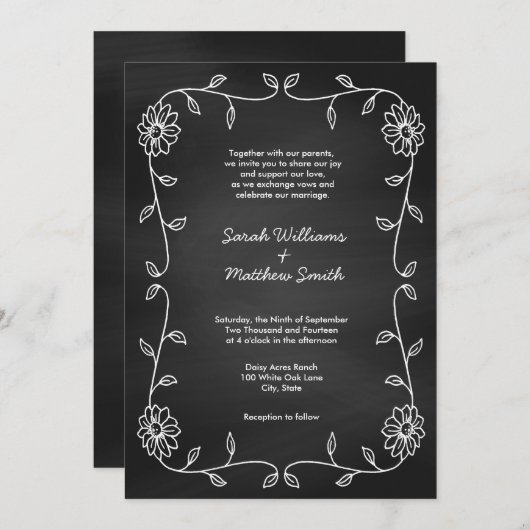 Rustic Chalkboard Wedding Invitations Kaart (Voorkant / Achterkant)
