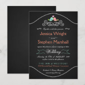 Rustic Chalkboard Wedding LoveBirds Kaart (Voorkant / Achterkant)