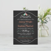 Rustic Chalkboard Wedding LoveBirds Kaart (Staand voorkant)
