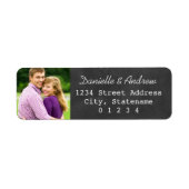 Rustic Chalkboard Wedding Photo Return Address Etiket (Voorkant)