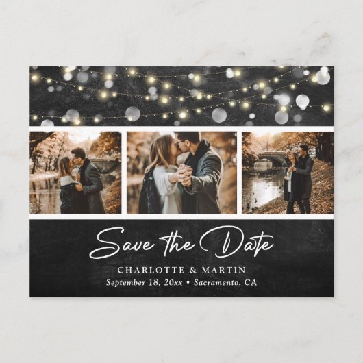 Rustic Chalkboard Wedding Photo Save the Date Aankondigingskaart (Voorkant)