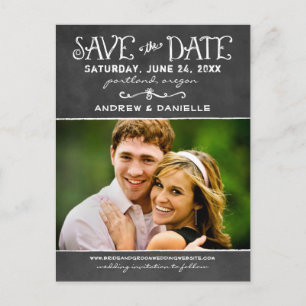 Rustic Chalkboard Wedding Photo Save the Date Aankondigingskaart