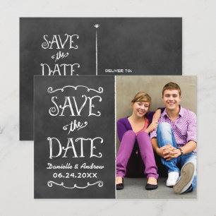 Rustic Chalkboard Wedding Photo Save the Date Aankondigingskaart