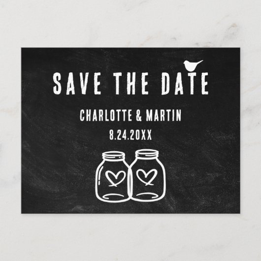 Rustic Chalkboard Wedding Save the Date Briefkaart (Voorkant)
