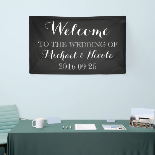 Rustic Chalkboard Wedding Welkomstteken Aangepast Spandoek (Beurs)