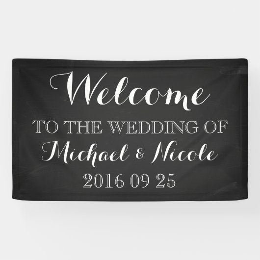 Rustic Chalkboard Wedding Welkomstteken Aangepast Spandoek (Horizontaal)