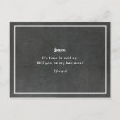 Rustic Chalkboard zal mijn beste man zijn Uitnodiging Briefkaart (Achterkant)