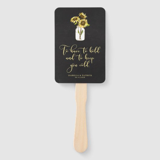 Rustic Chalkboard zonnebloemen op Mason Jar Weddin Handwaaier (Voorkant)