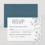 Rustic Chalky Blue & White Floral RSVP-kaart RSVP Kaartje (Voorkant / Achterkant)