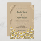 Rustic Chamomile Huwelijksuitnodiging Kaart (Voorkant / Achterkant)