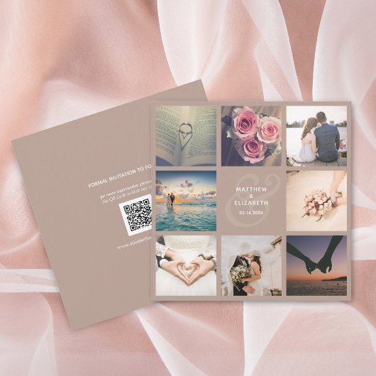 Rustic Champagne Ampersand Photo Collage Wedding Save The Date