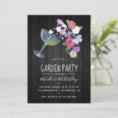 Rustic Champagne floral Garden Party Invitation Kaart (Staand voorkant)