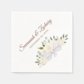 Rustic Champagne Peach Waterverf Floral Wedding Servet (Voorkant)