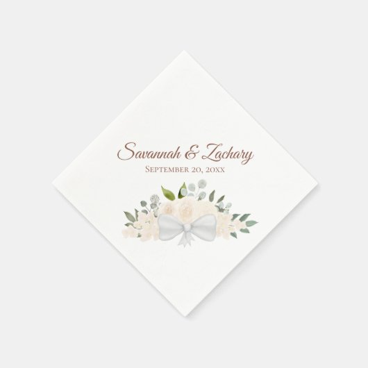 Rustic Champagne Peach Waterverf Floral Wedding Servet (Hoek)