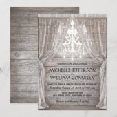 Rustic Chandelier Barn Drapery Wedding Kaart (Voorkant / Achterkant)