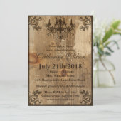 Rustic Chandelier Bridal Shower Invitation RSVP Kaart (Staand voorkant)