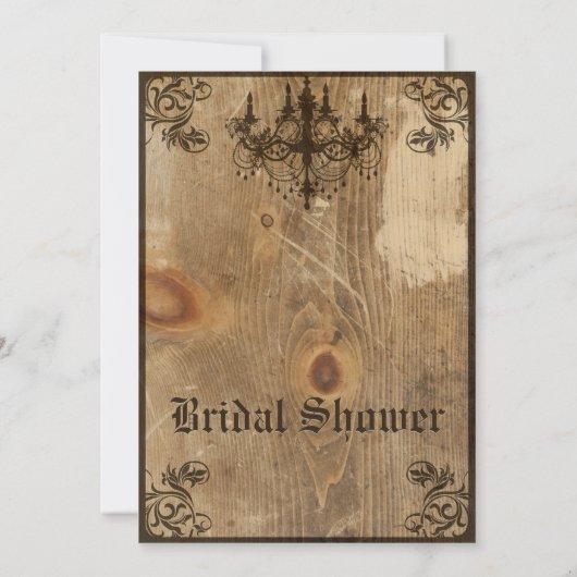 Rustic Chandelier Bridal Shower Invitation RSVP Kaart (Achterkant)