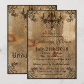 Rustic Chandelier Bridal Shower Invitation RSVP Kaart (Voorkant / Achterkant)
