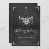 Rustic Chandelier Holiday Uitnodiging - Chalkboard (Voorkant / Achterkant)