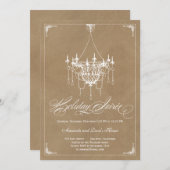 Rustic Chandelier Holiday Uitnodiging - Krachtig (Voorkant / Achterkant)