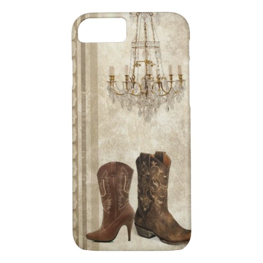 Rustic Chandelier Western land cowboylaarzen Case-Mate iPhone Case (Achterkant)