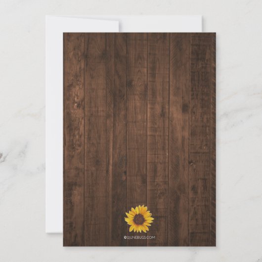 Rustic Change of Date Sunflower Lights Wedding Kaart (Achterkant)