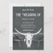 Rustic Charcoal Grey Western Texture Bull Skull Kaart (Voorkant)