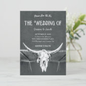 Rustic Charcoal Grey Western Texture Bull Skull Kaart (Staand voorkant)