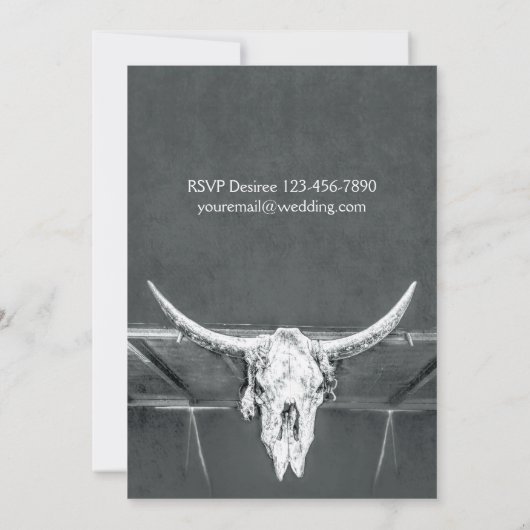Rustic Charcoal Grey Western Texture Bull Skull Kaart (Achterkant)
