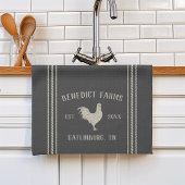 Rustic Charcoal Personalized Boerderij Name & Town Theedoek