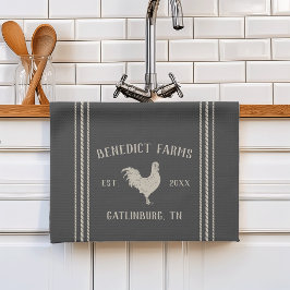 Rustic Charcoal Personalized Boerderij Name & Town Theedoek