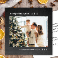 Rustic Charcoal Typemachine Familie Foto Kerstmis
