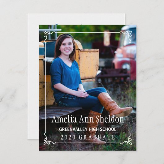 Rustic Charm Afstuderen Open House Invite Kaart (Voorkant / Achterkant)