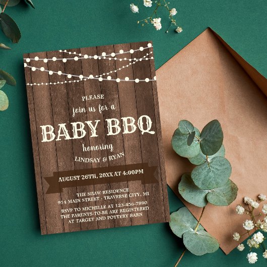 Rustic Charm BBQ Baby shower Uitnodiging