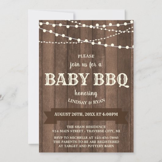 Rustic Charm BBQ Baby shower Uitnodiging (Voorkant)