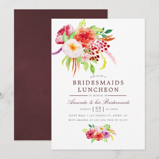 Rustic Charm Bridesmaids Luncheon Invite Kaart (Voorkant / Achterkant)