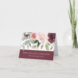 Rustic Charm Burgundy Blush Pink Floral Wedding Bedankkaart