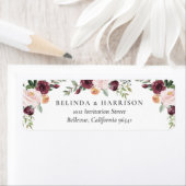 Rustic Charm Burgundy Blush Pink Floral Wedding Etiket (Insitu)