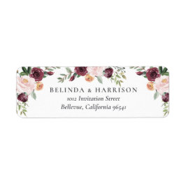 Rustic Charm Burgundy Blush Pink Floral Wedding Etiket