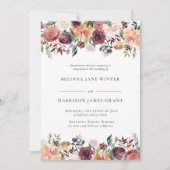 Rustic Charm Burgundy Blush Pink Floral Wedding Kaart (Voorkant)