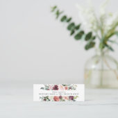 Rustic Charm Burgundy Blush Pink Floral Wedding Mini Visitekaartje (Staand voorkant)