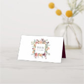 Rustic Charm Burgundy Blush Pink Floral Wedding Plaatskaartje (Achterkant)