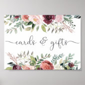 Rustic Charm Burgundy Blush Pink Floral Wedding Poster (Voorkant)