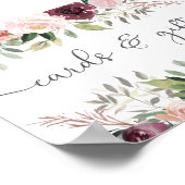 Rustic Charm Burgundy Blush Pink Floral Wedding Poster (Hoek)