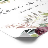 Rustic Charm Burgundy Blush Pink Floral Wedding Poster (Hoek)